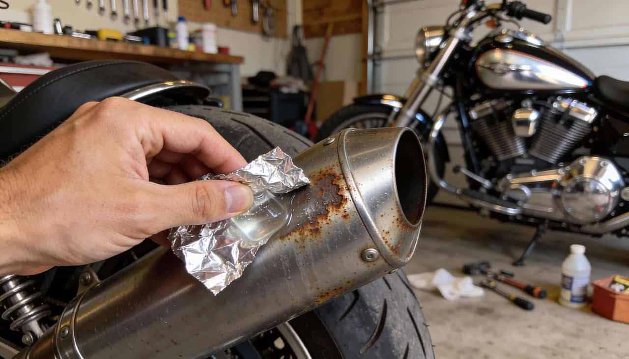 Como remover ferrugem leve da moto usando vinagre e papel alumínio?
