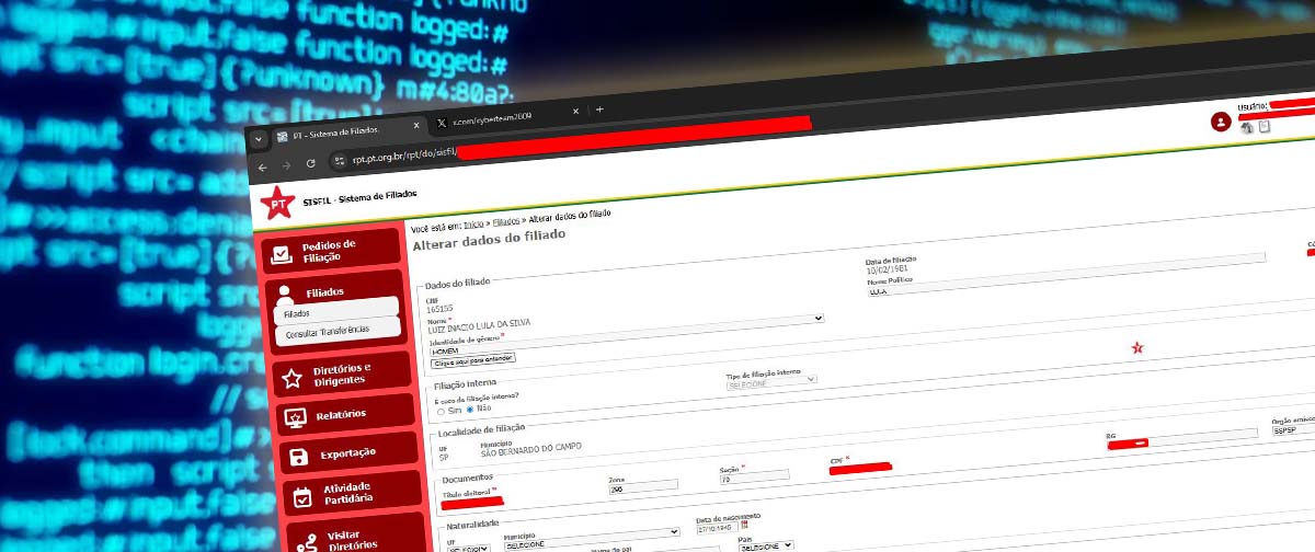 Grupo hacker mostra brecha no site do PT que expõe dados de filiados