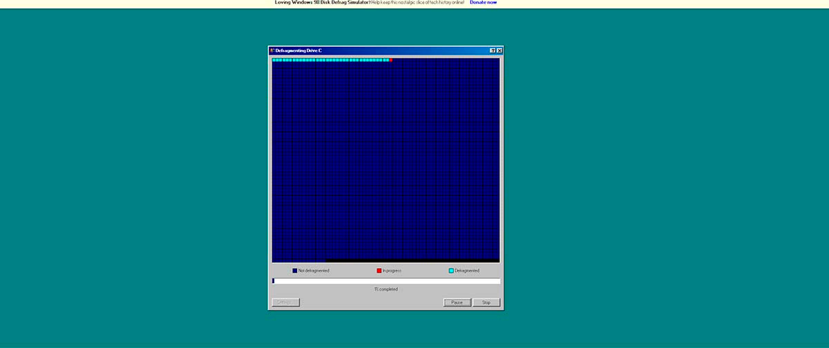 Simulador traz de volta a experiência de desfragmentar um disco no Windows 98