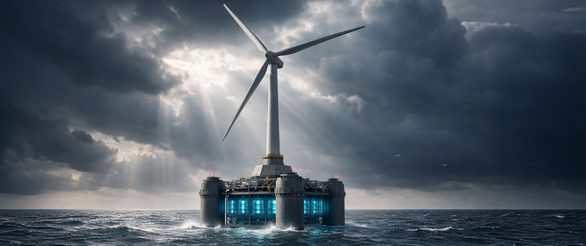 Empresa propõe colocar servidores de IA dentro de turbinas eólicas no oceano para resfriamento natural