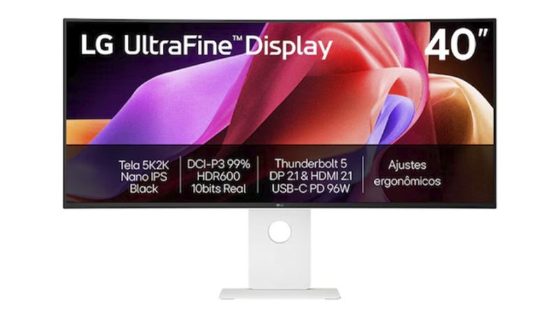 LG lança no Brasil monitor curvo de 40 polegadas com resolução 5K e Thunderbolt 5