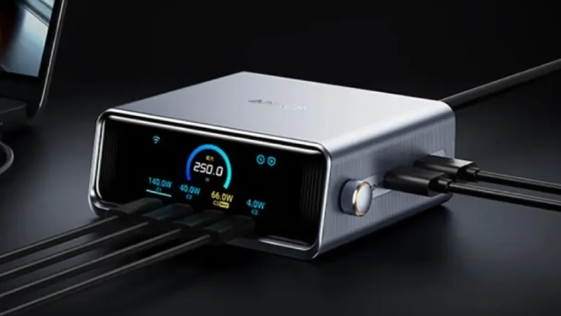Nova estação de 6 portas da Anker entrega 250W, suporta carregamento super-rápido e tem tela IPS mostra a potência em tempo real