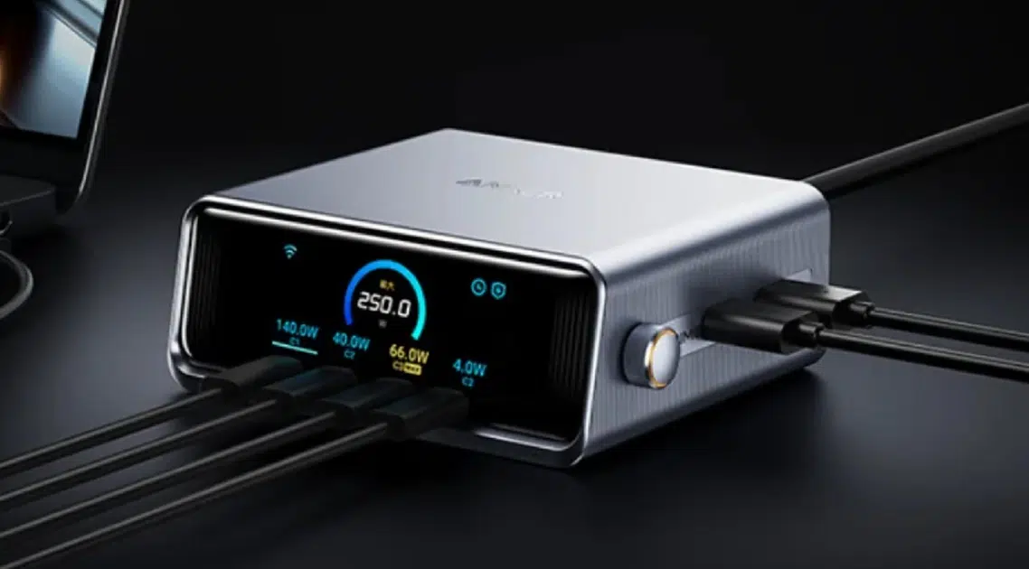 Nova estação de 6 portas da Anker entrega 250W, suporta carregamento super-rápido e tem tela IPS mostra a potência em tempo real