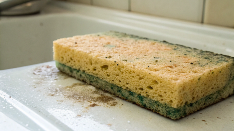 Você está usando a esponja de cozinha por tempo demais, e isso é perigoso para sua saúde