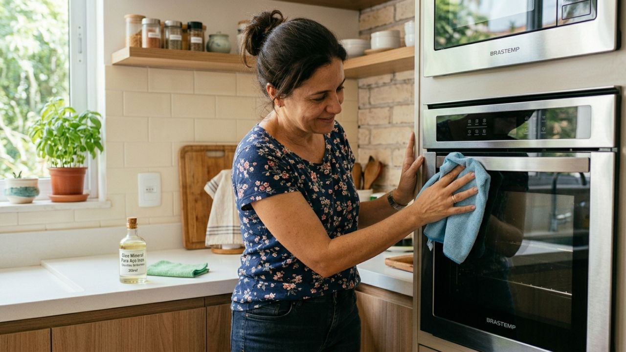 Esfregar óleo de bebê nos eletrodomésticos de inox: um truque inteligente para criar uma película anti-dedadas