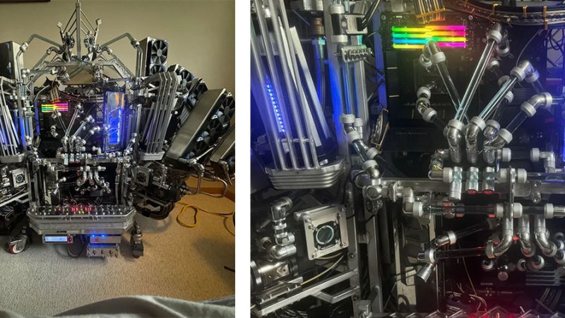 Homem passou 4 anos montando um PC com water cooling customizado e o resultado ficou parecendo saído de um filme de ficção científica