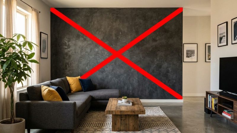 Adeus à parede pintada de cimento queimado escuro: a tendência minimalista para renovar a sala em um dia