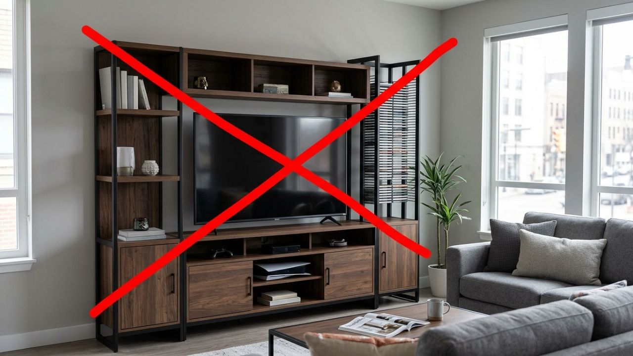 Adeus aos painéis de televisão gigantes com rack acoplado que ocupam a parede inteira da sala: as tendências de estantes leves de estrutura metálica que vão dominar em 2026