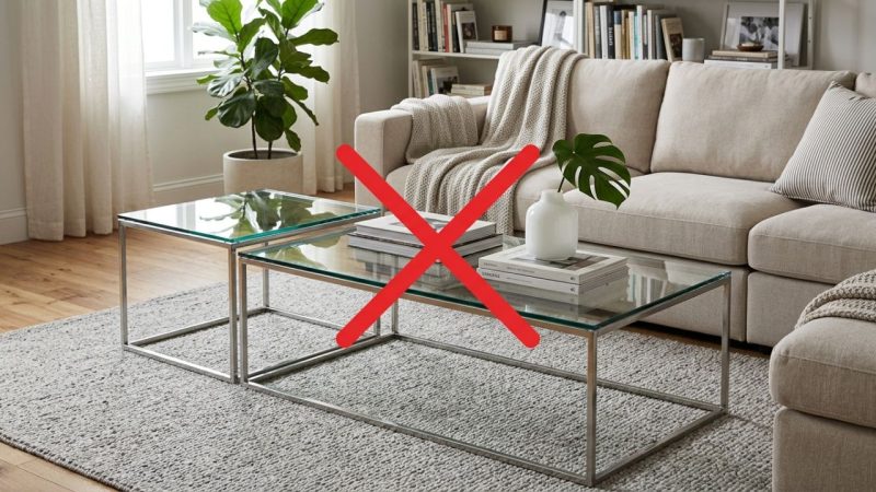Adeus às mesinhas de centro de vidro frágil: a tendência minimalista para renovar a sala usando blocos de madeira rústica
