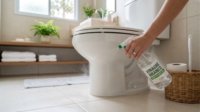 Borrifando vinagre ao redor do vaso sanitário: por que é recomendado e para que serve