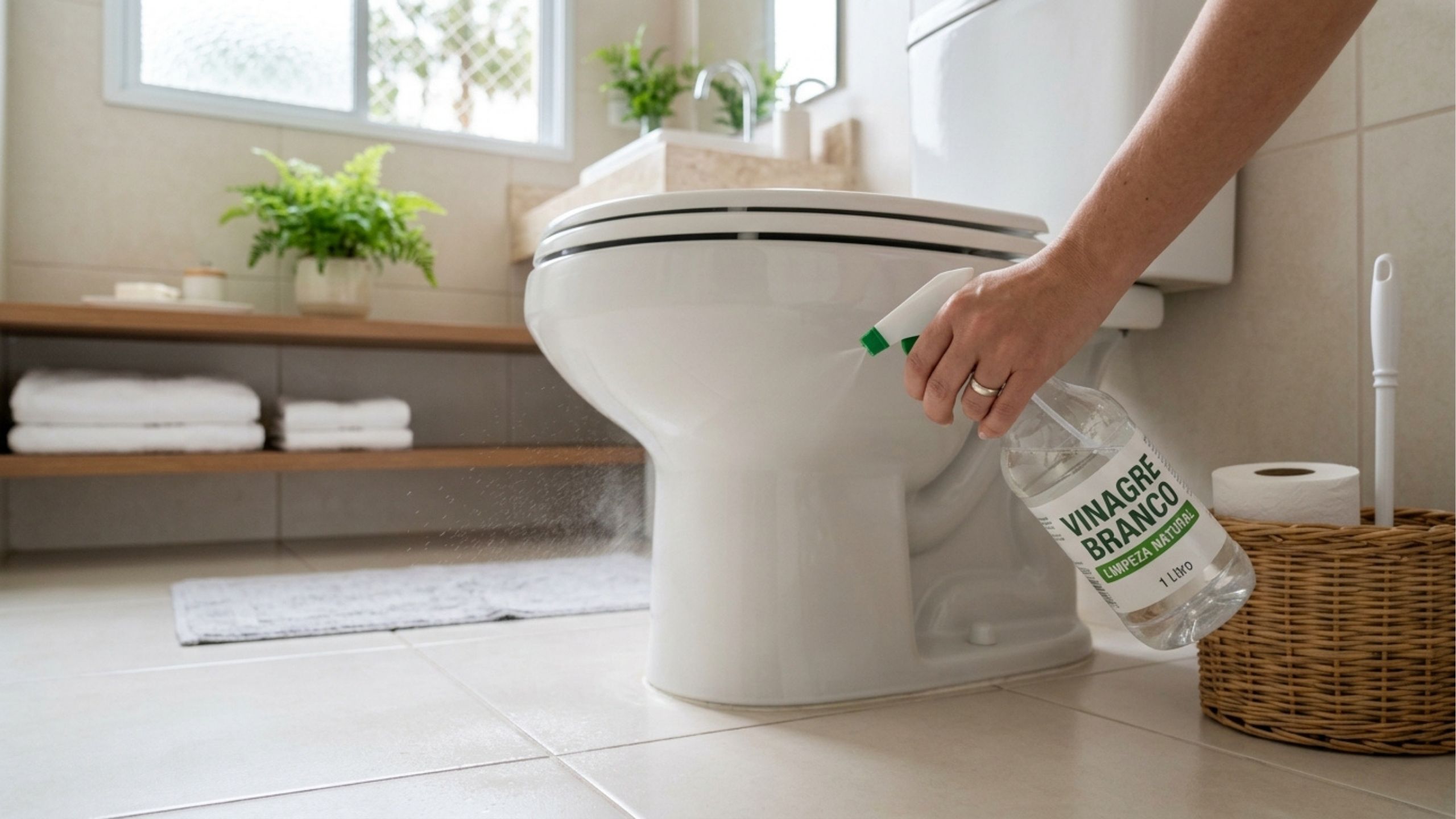 Borrifando vinagre ao redor do vaso sanitário: por que é recomendado e para que serve