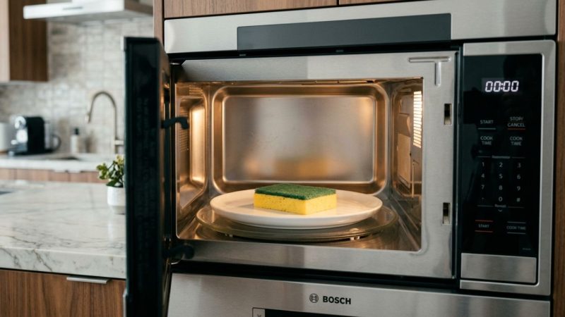 Colocar a esponja de lavar louças úmida no micro-ondas por dois minutos potência alta: um truque inteligente para eliminar bactérias invisíveis e tirar o mau cheiro