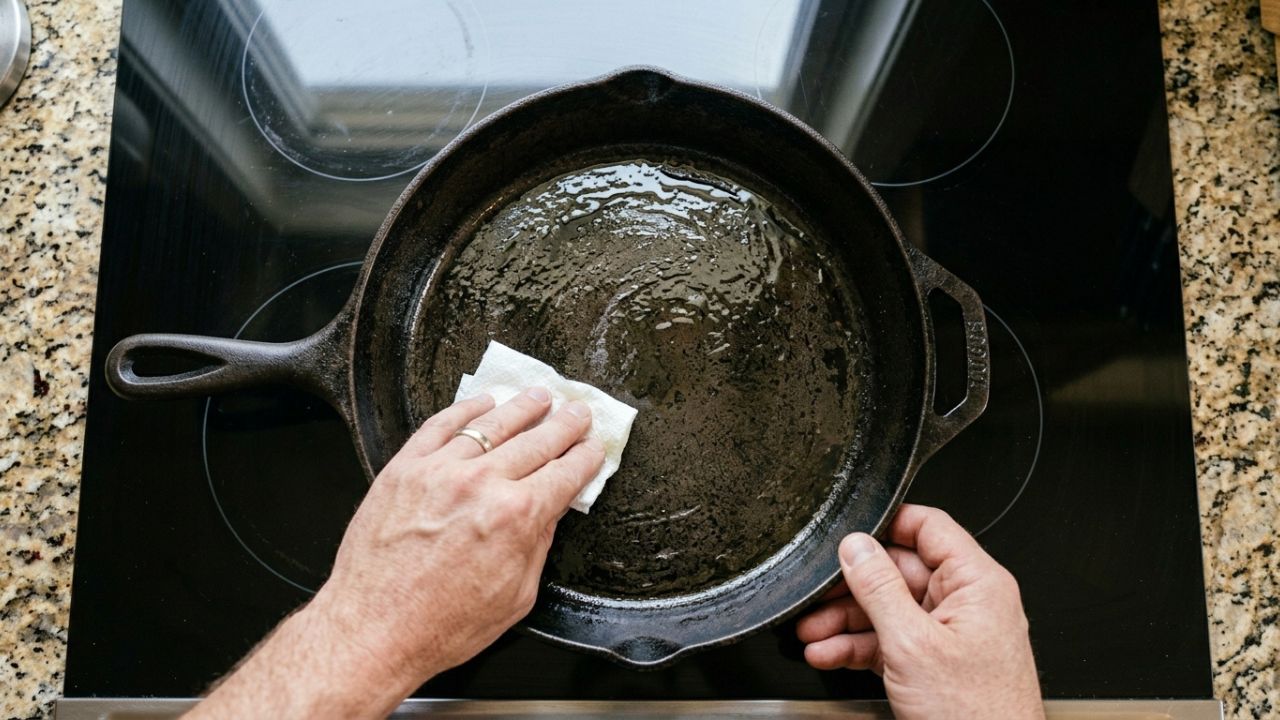 Como limpar ferrugem de frigideiras de ferro fundido antigas: veja como deixá-las prontas para o uso esfregando sal grosso com uma escova de cerdas duras