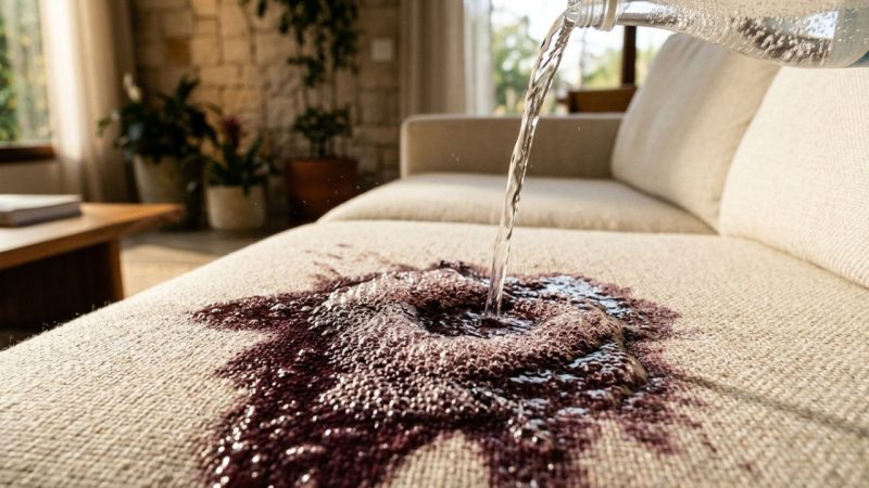 Como limpar mancha de vinho tinto seca do sofá de tecido claro: veja como deixá-lo sem marcas roxas usando água com gás