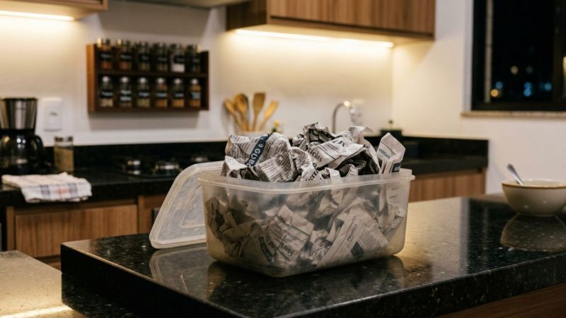 Deixar jornal amassado dentro de potes de plástico tampados à noite: para que serve e como eles ficam pela manhã