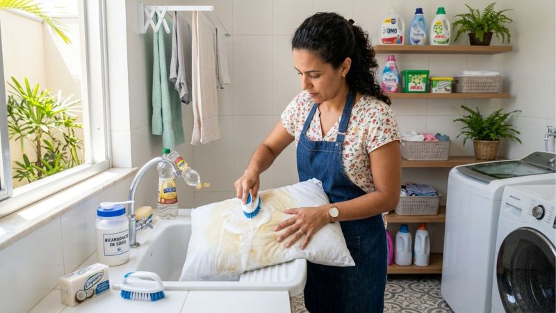 Dicas para remover manchas amarelas do enchimento de travesseiros usando ingredientes da cozinha