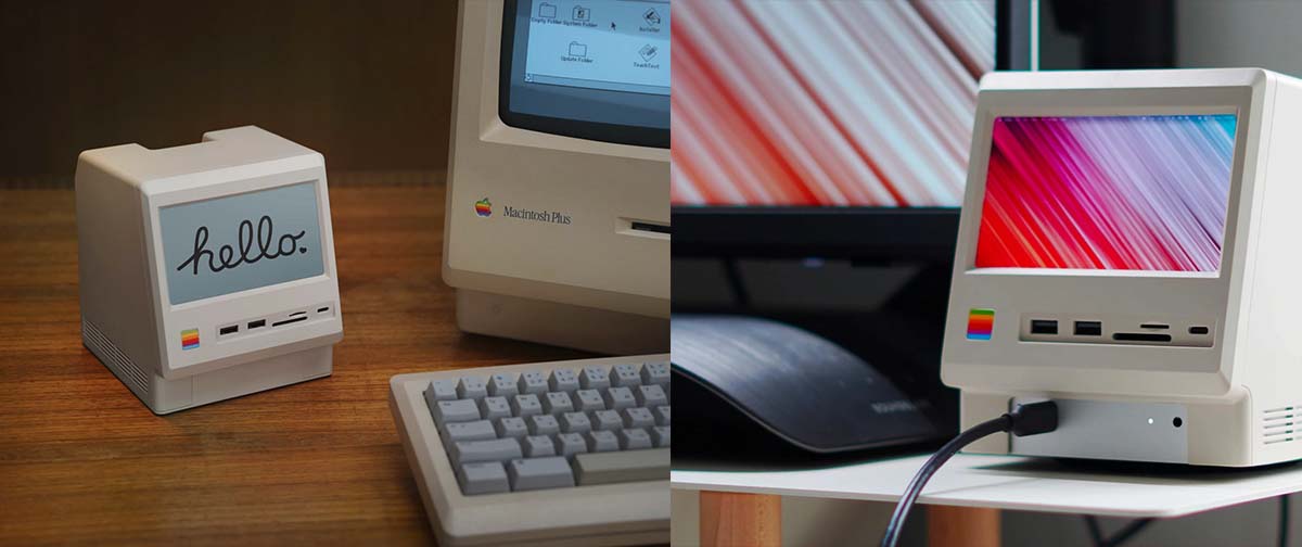 Esse dock para o Mac Mini tem tela de 5 polegadas e design do Macintosh de 1984