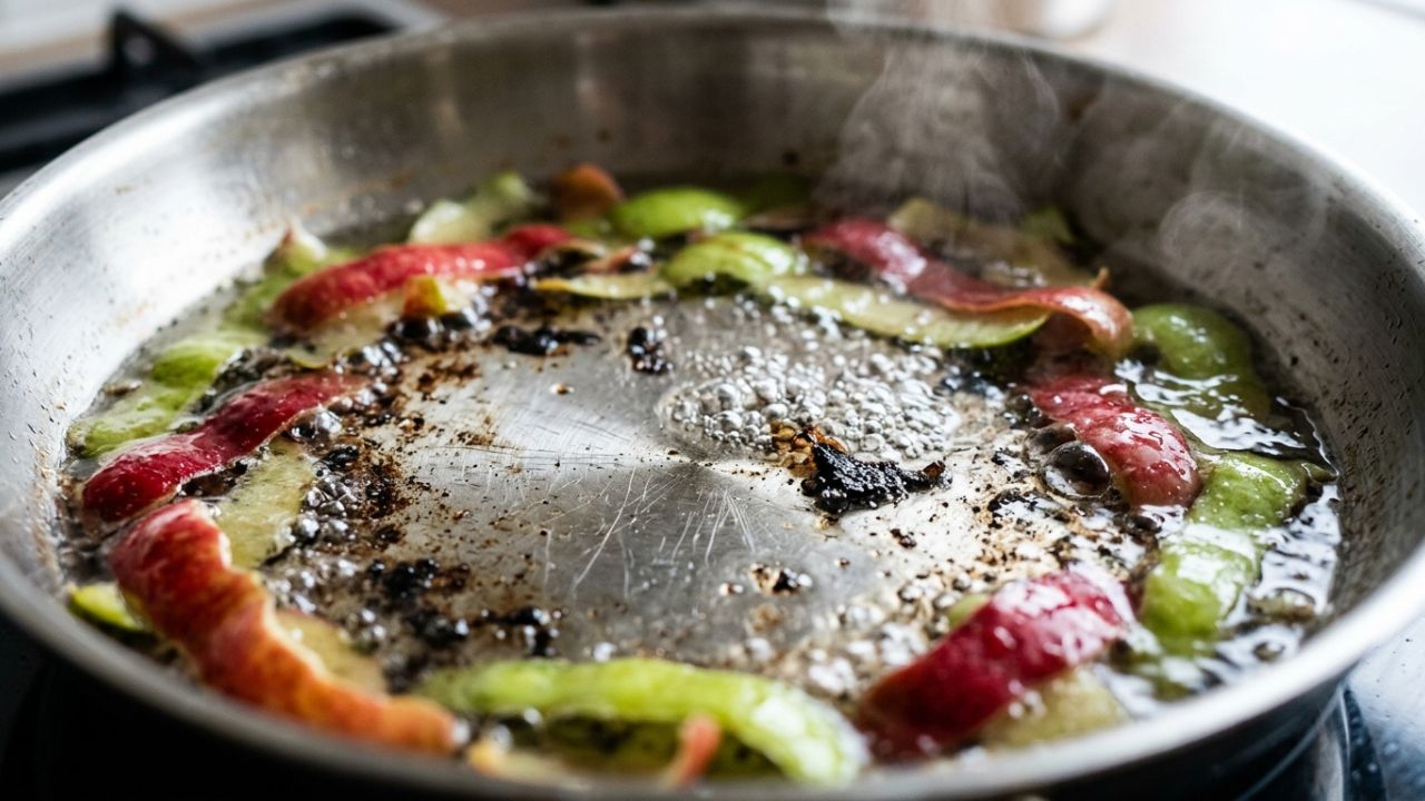 Fritando cascas de maçã em uma panela engordurada: para que serve e por que recomendam na hora de lavar a louça