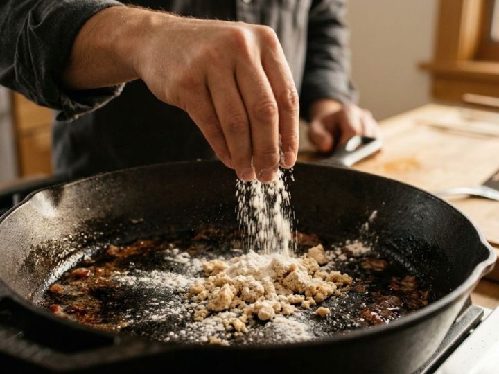 Colocar farinha de trigo em panelas com gordura grossa grudada: para que serve e por que você deve fazer