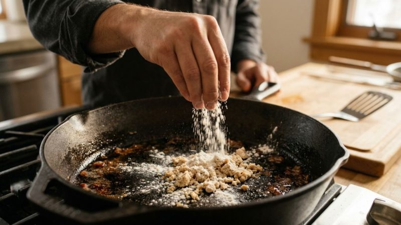 Colocar farinha de trigo em panelas com gordura grossa grudada: para que serve e por que você deve fazer