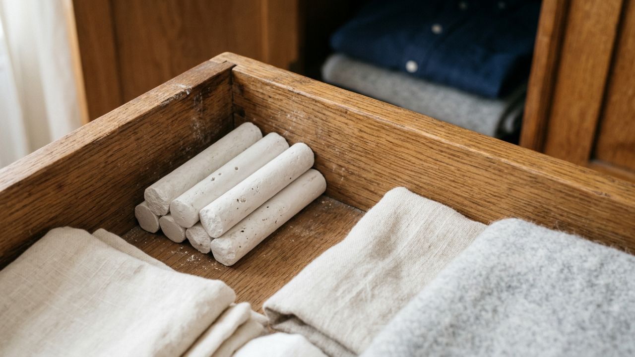 Colocar pedaços de giz escolar branco nos cantos do guarda-roupa: para que serve e por que você deve fazer isso para sugar a umidade do móvel