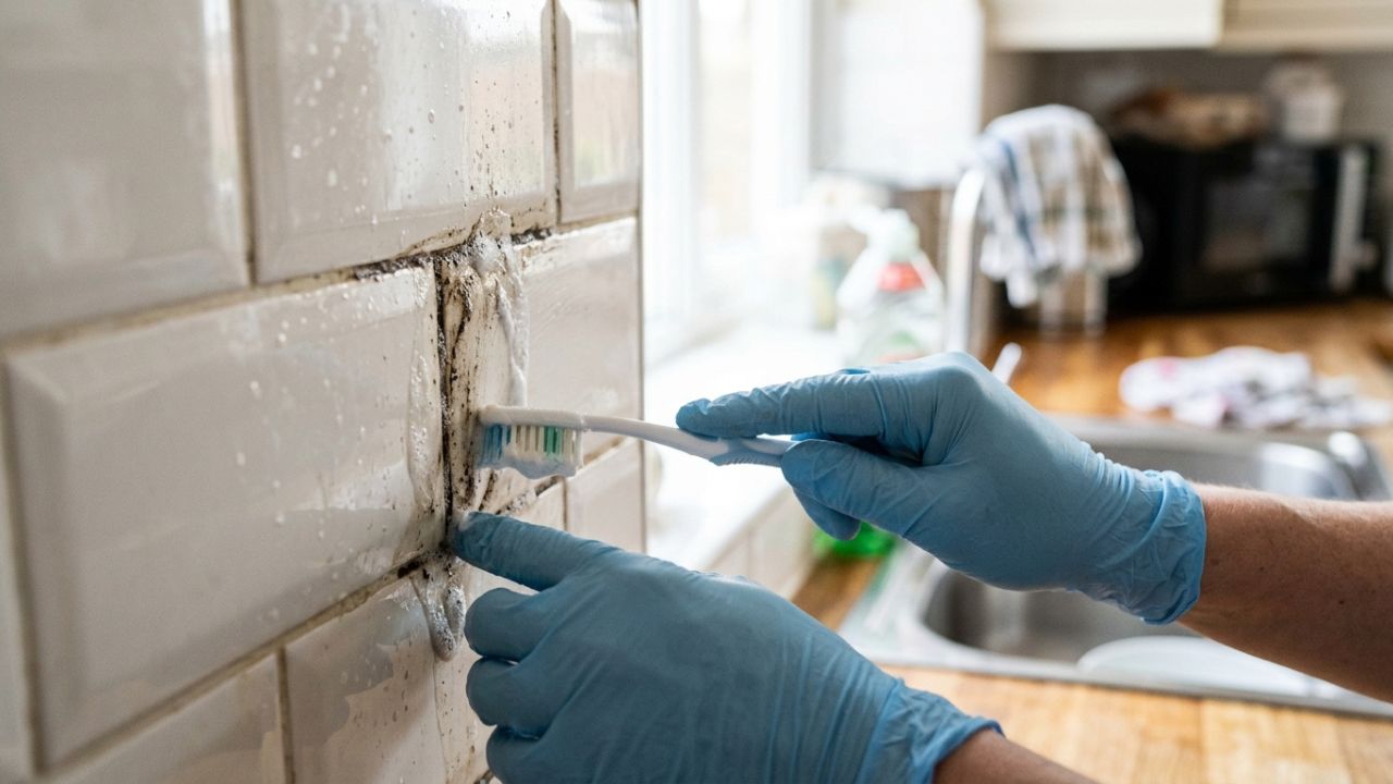 Como limpar e desencardir o rejunte escuro do azulejo na região do fogão: o truque fácil de aplicar uma pasta de sapólio cremoso e esfregar com escova de dentes