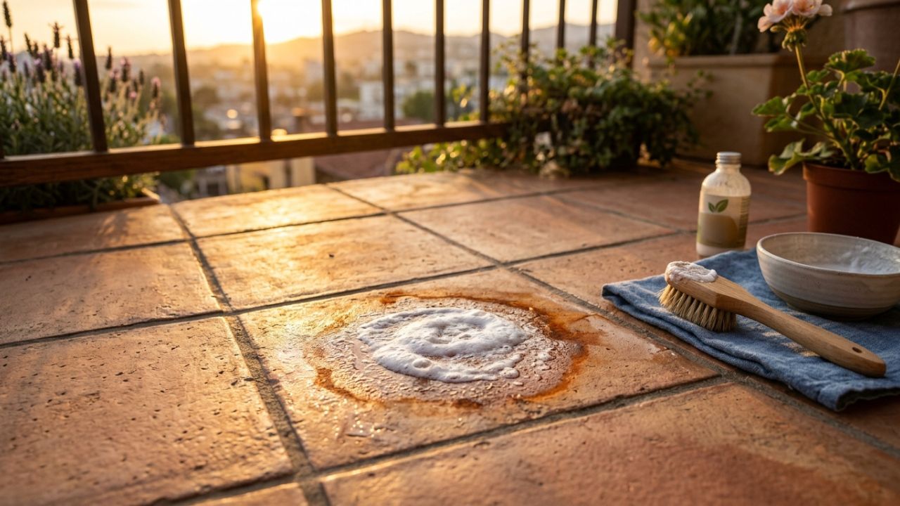 Como remover manchas amareladas de ferrugem do piso de cerâmica da varanda: o truque fácil de aplicar suco de limão puro com sal e deixar agir sob o sol