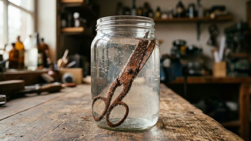 Como tirar manchas de ferrugem da tesoura e facas velhas da cozinha: o truque fácil de mergulhar a lâmina em um copo com vinagre branco puro que sempre funciona
