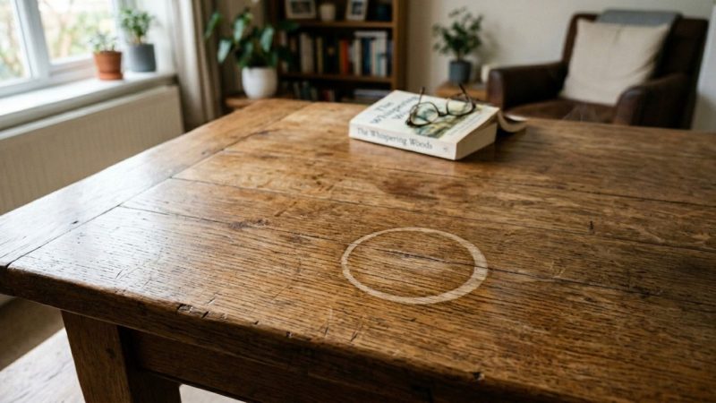 Como tirar marca circular de copo molhado da mesa de madeira envernizada: o truque fácil de esfregar um pingo de maionese com óleo que sempre funciona