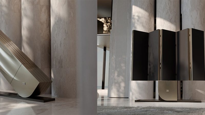 Essa é uma TV MicroLED da Bugatti que se dobra sozinha