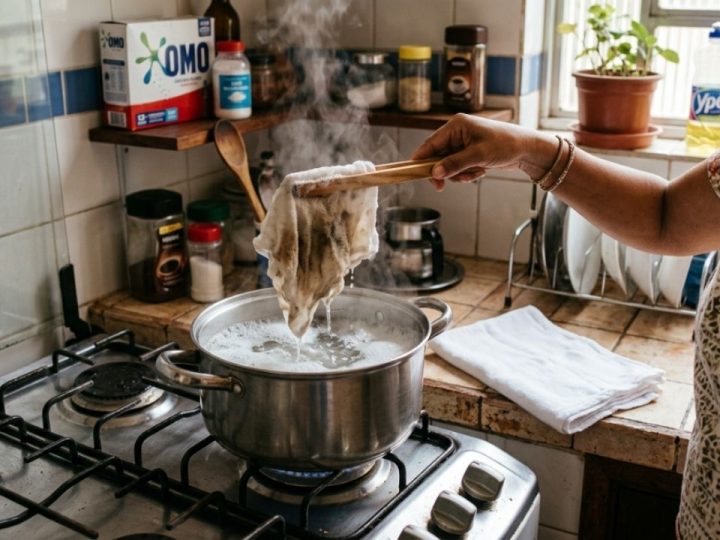 Mistura de bicarbonato de sódio com sabão em pó fervendo: para que serve e por que é a melhor opção para panos de prato encardidos