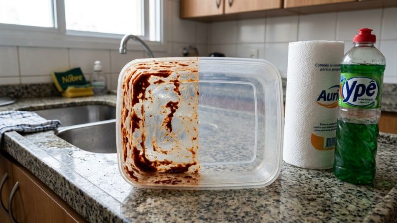 O truque simples da vovó com papel toalha e detergente para tirar manchas de gordura e molho de tomate dos potes de forma fácil e rápida