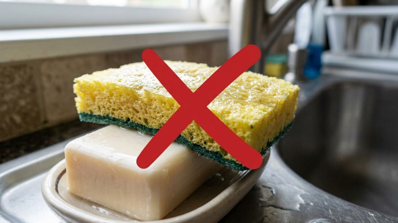Pare de guardar a esponja de louça molhada deitada em cima do sabão em pasta: essa é a maneira correta de secar e higienizar para evitar a proliferação de bactérias