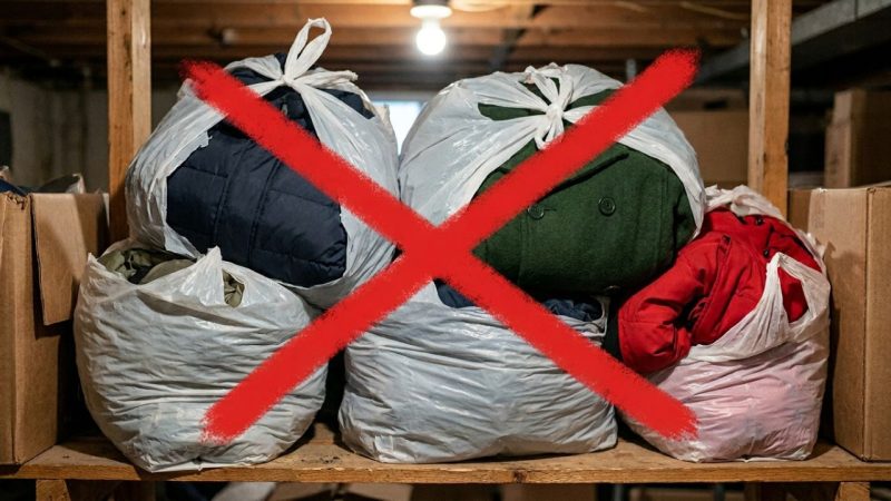 Pare de guardar casacos de frio embalados em sacos plásticos de supermercado: essa é a maneira correta de acondicionar em capas de TNT escuro para que o couro ou tecido respire