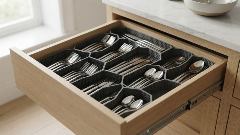 Adeus, gavetas bagunçadas de talheres: nova forma de setorizar com organizadores de colmeia deixa a cozinha funcional e vira tendência, segundo organizers