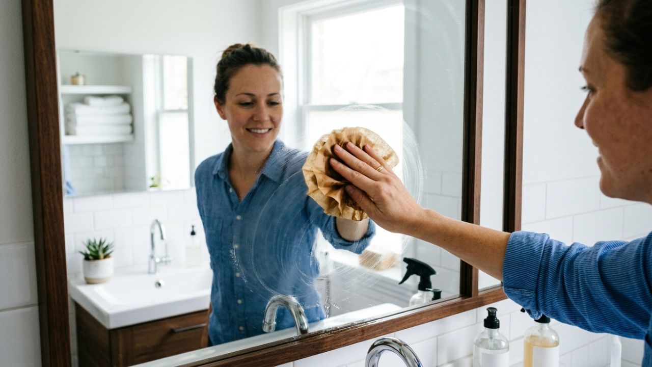 Como deixar o espelho brilhando sem esforço: o truque simples para limpar o vidro e remover a gordura usando materiais que você já tem