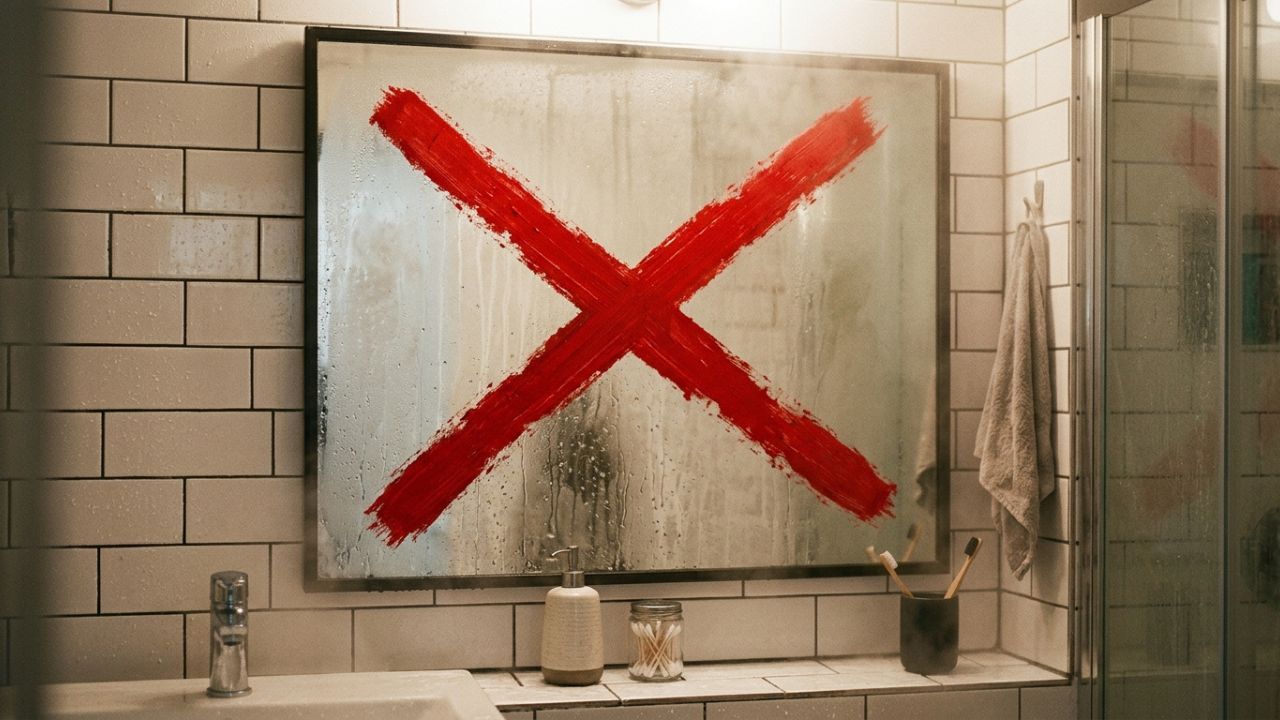 Diga adeus ao espelho que embassa toda vez que você toma um banho quente: o truque do creme de barbear ou detergente neutro que cria uma barreira invisível para manter o reflexo nítido e sem condensação